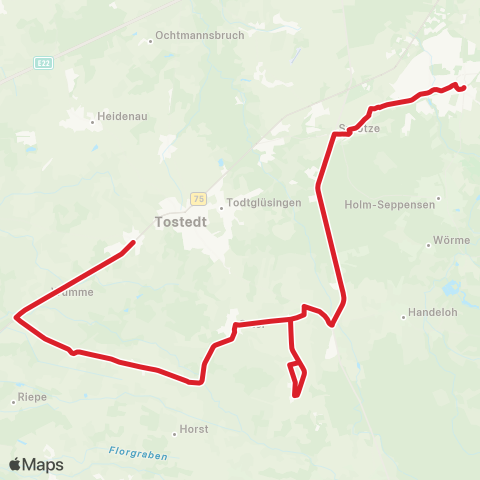 StadtBus/RegionalBus (Umland) Wistedt > Königsmoor > Tostedt > Welle > Buchholz map