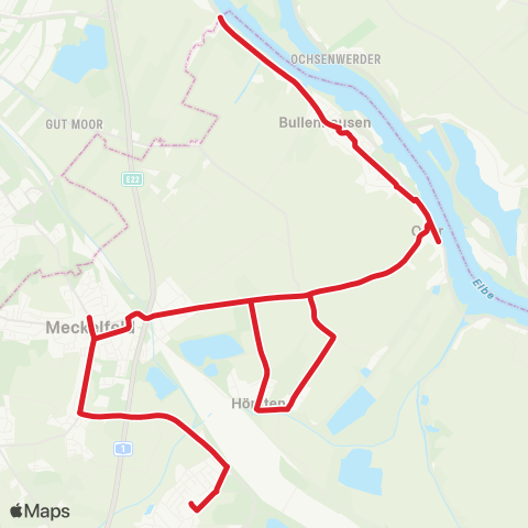 StadtBus/RegionalBus (Umland) Bullenhausen > Over > Hörsten > Meckelfeld > Maschen map