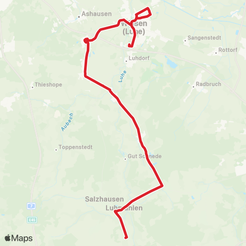 StadtBus/RegionalBus (Umland) Winsen > Pattensen > Vierhöfen > Putensen map