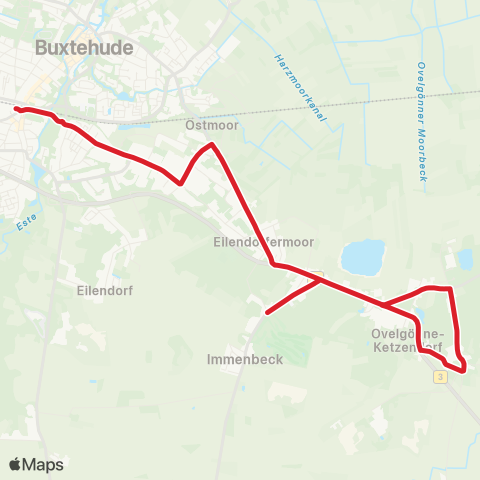 StadtBus/RegionalBus (Umland) Buxtehude Bahnhof (Süd) > Alter Postweg - Immenbeck > Ovelgönne map