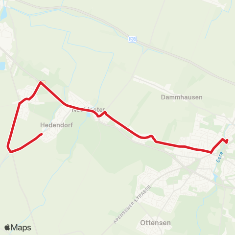 StadtBus/RegionalBus (Umland) Buxtehude Zob > Heitmannshausen > Hedendorf map