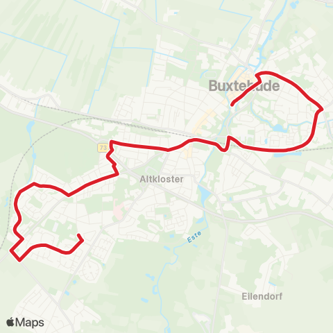 StadtBus/RegionalBus (Umland) Buxtehude Zob > Bahnhof (Süd) - Kellerkuhle - Delmer Bogen > Torfweg (Sz Süd) map