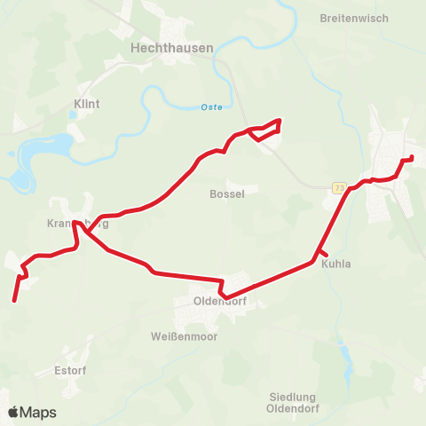 StadtBus/RegionalBus (Umland) Gräpel > Kranenburg - Burweg - Estorf - Oldendorf > Himmelpforten map