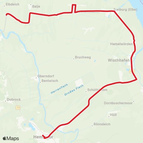 StadtBus/RegionalBus (Umland) Breitendeich > Freiburg - Wischhafen - Neuland > Hemmoor / Warstade map