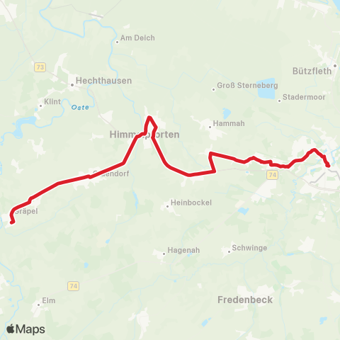 StadtBus/RegionalBus (Umland) Stade> Düdenbüttel - Himmelpf. - Oldendorf - Kranenbg > Gräpel map