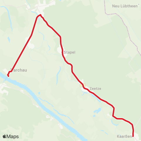 StadtBus/RegionalBus (Hamburg) Kaarßen - Neuhaus - Darchau Fähre map