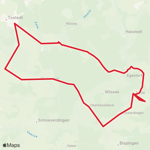 Andere Linien Heide-Shuttle Tostedt - Handeloh - Undeloh - Egestorf - Behringen - Oberhaverbeck map