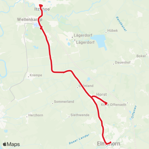 StadtBus/RegionalBus (Umland) Itzehoe, Zob > Horst > Elmshorn map