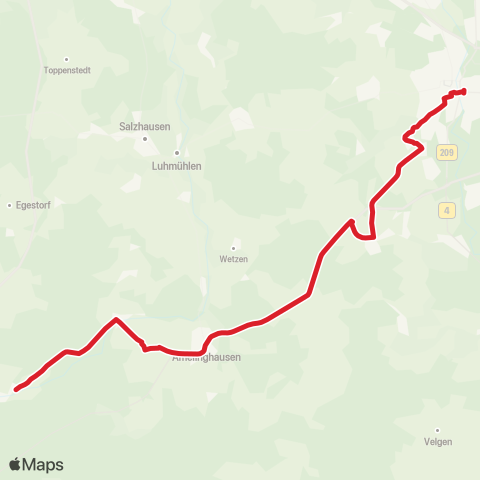 StadtBus/RegionalBus (Umland) Emsen, Sz > Bf. Lüneburg > Amelinghausen > Steinbeck, AM Scharrlberg map