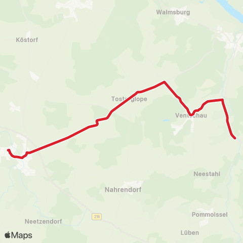 StadtBus/RegionalBus (Umland) Lüneburg > Barendorf > Dahlenburg > Ventschau > Moislingen map