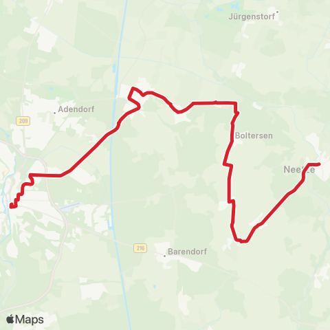 StadtBus/RegionalBus (Umland) Lüneburg > Scharnebeck - Rullstorf - Boltersen - > Neetze map