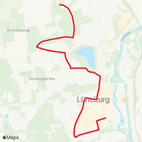 StadtBus/RegionalBus (Umland) Lüneburg, AM Sande > Zob > Lüneburg, Stöteroggestraße (Nord) map