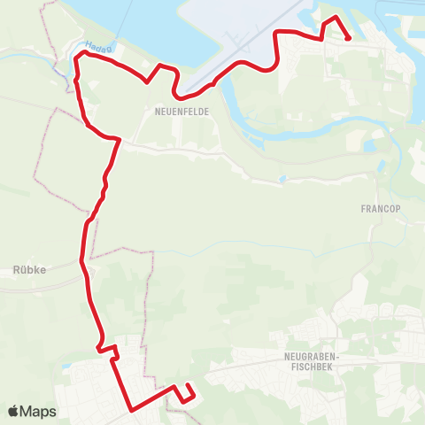 StadtBus/RegionalBus (Umland) Fischbek > Neu Wulmstorf > Neuenfelde > Finkenwerder >Rüschhalbinsel map