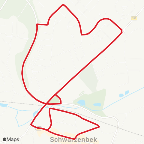 StadtBus/RegionalBus (Umland) Bf. Schwarzenbek > Mühlenkamp > Bf. Schwarzenbek map