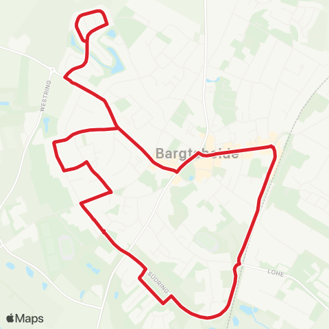 StadtBus/RegionalBus (Umland) Bf. Bargteheide > Hufeisenring > Bf. Bargteheide map