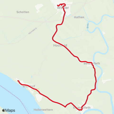 StadtBus/RegionalBus (Umland) Wilster > Dammfleth > Brokdorf map