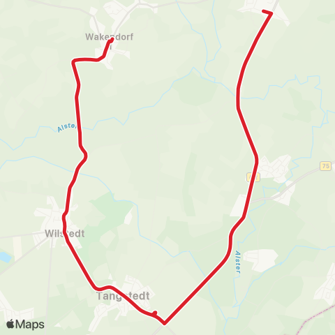 StadtBus/RegionalBus (Umland) Wakendorf II > Tangstedt > Nahe map