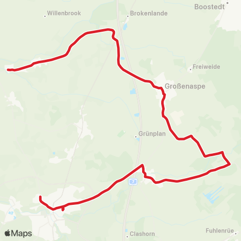 StadtBus/RegionalBus (Umland) Bad Bramstedt - >Großenaspe > Boostedt map