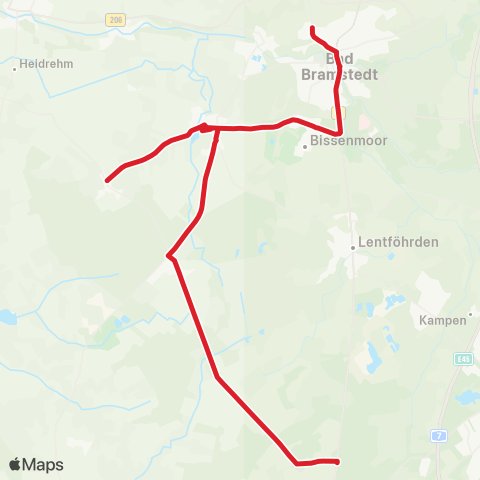 StadtBus/RegionalBus (Umland) Bad Bramstedt >Borstel > Weddelbrook - Heidmoor map