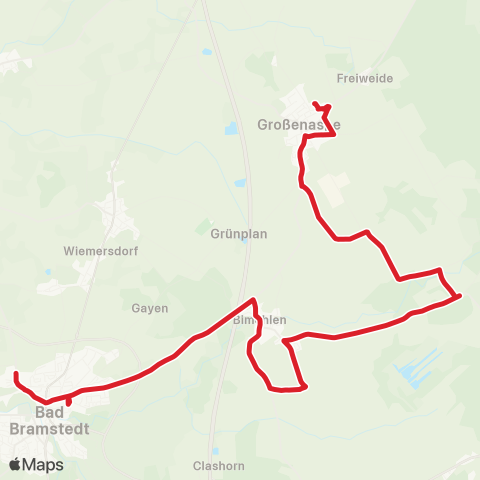 StadtBus/RegionalBus (Umland) Bad Bramstedt > Bimöhlen > Großenaspe map