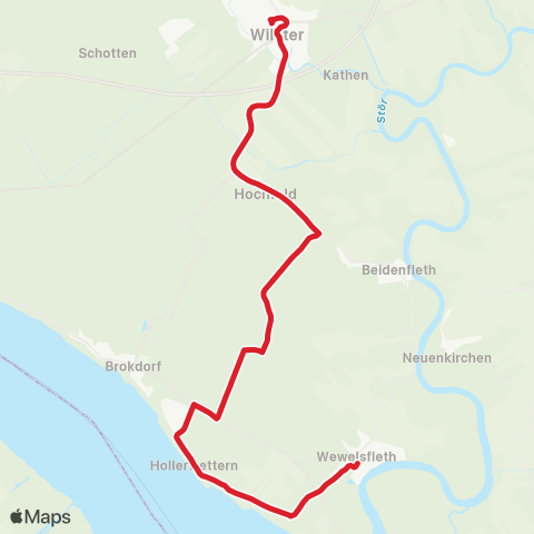 StadtBus/RegionalBus (Umland) Wewelsfleth > Stördorf - Wilster - Dammfleth > Wewelsfleth map