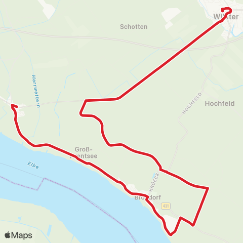 StadtBus/RegionalBus (Umland) St. Margarethen > Wewelsfleth > Brokdorf map