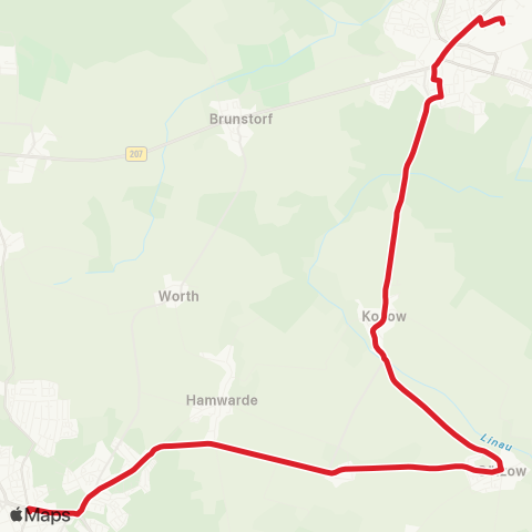 StadtBus/RegionalBus (Umland) Geesthacht > Kollow >Schwarzenbek map