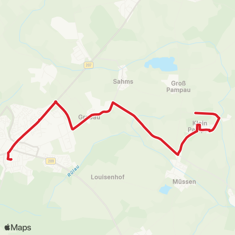 StadtBus/RegionalBus (Umland) Klein Pampau >Grabau >Schwarzenbek map