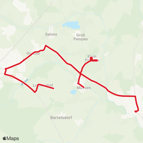 StadtBus/RegionalBus (Umland) Müssen >Klein Pampau > Büchen map