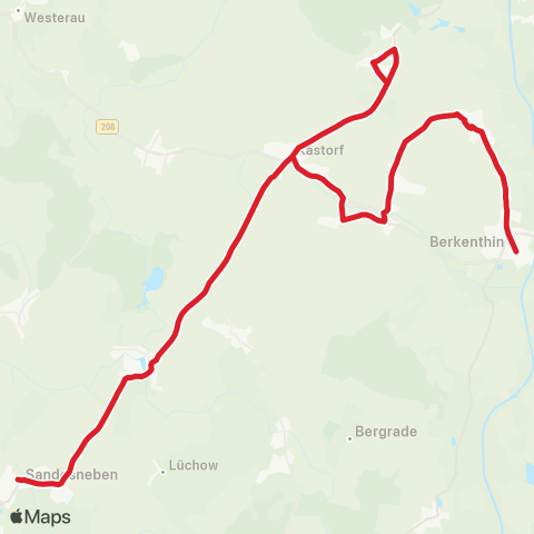 StadtBus/RegionalBus (Umland) Sandesneben > Kastorf >Berkenthin map