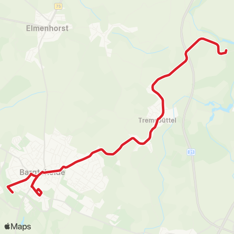 StadtBus/RegionalBus (Umland) Sattenfelde, Forstweg >Bargteheide, AM Volkspark map