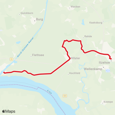 StadtBus/RegionalBus (Umland) Itzehoe, Zob > Wilster > Brunsbüttel-Süd, Bahnhofstraße map