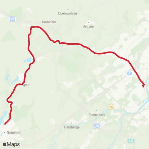 StadtBus/RegionalBus (Umland) Lübeck >Hansfelde - Mönkhagen - Heilshoop - Zarpen >Reinfeld map