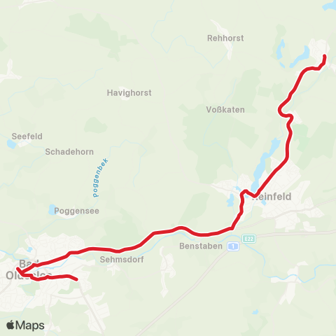 StadtBus/RegionalBus (Umland) Zarpen >Reinfeld > Bad Oldesloe map