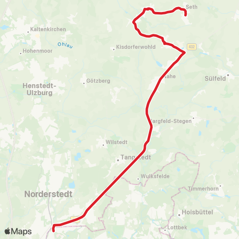 StadtBus/RegionalBus (Umland) Bad Segeberg > Seth > Oering map