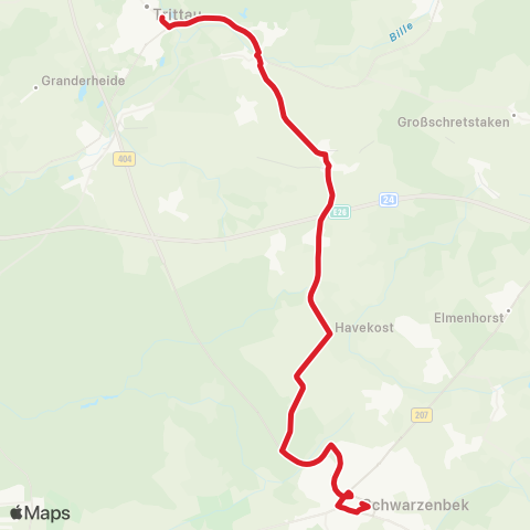 StadtBus/RegionalBus (Umland) Schwarzenbek >Trittau map