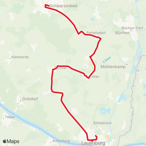 StadtBus/RegionalBus (Umland) Schwarzenbek >Lütau >Lauenburg map