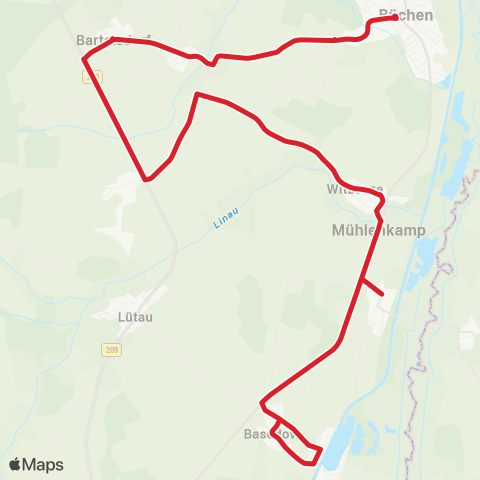 StadtBus/RegionalBus (Umland) Basedow> Wangelau>Büchen map