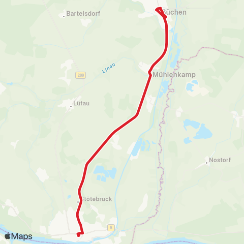 StadtBus/RegionalBus (Umland) Lauenburg> Witzeeze>Büchen map