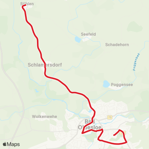 StadtBus/RegionalBus (Umland) Sühlen > Schlamersdorf >Bad Oldesloe map