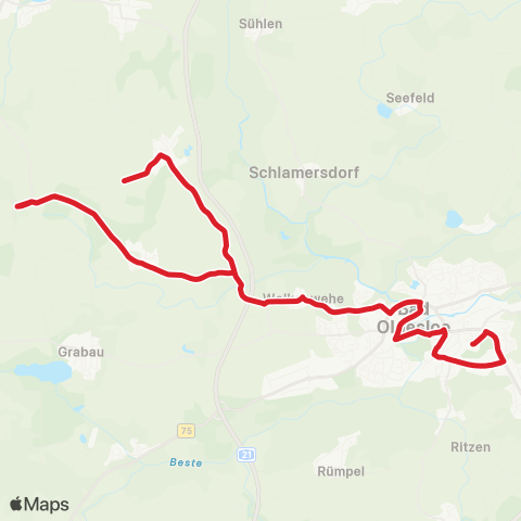 StadtBus/RegionalBus (Umland) Nütschau > Tralau > Bad Oldesloe map