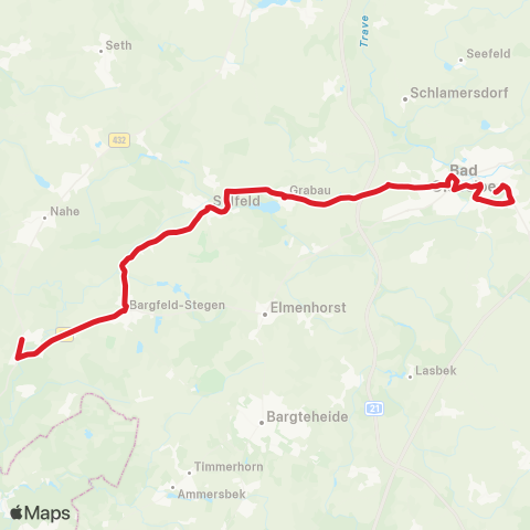 StadtBus/RegionalBus (Umland) Bad Oldesloe > Kayhude, Segeberger Straße map