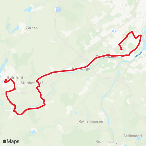 StadtBus/RegionalBus (Umland) Reinfeld > Klein Wesenberg - Groß Wesenberg >Lübeck map