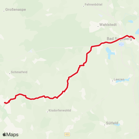 StadtBus/RegionalBus (Umland) Bad Segeberg > Stuvenborn > Kaltenkirchen map