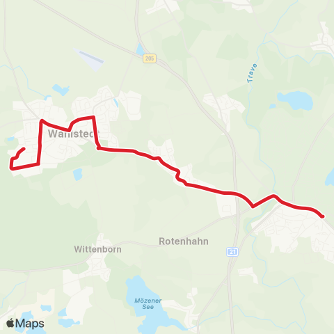 StadtBus/RegionalBus (Umland) Gesamtverkehr Bad Segeberg > Wahlstedt > Trappenkamp map