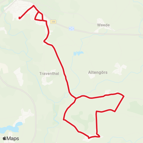 StadtBus/RegionalBus (Umland) Bad Segeberg > Traventhal - Struckdorf > Bad Segeberg map