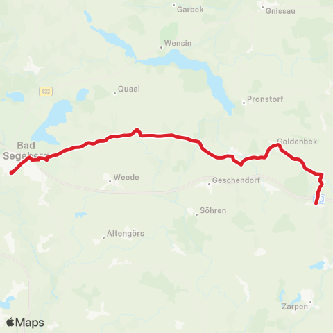 StadtBus/RegionalBus (Umland) Goldenbek > Struckdorf > Neuengörs > Bad Segeberg map