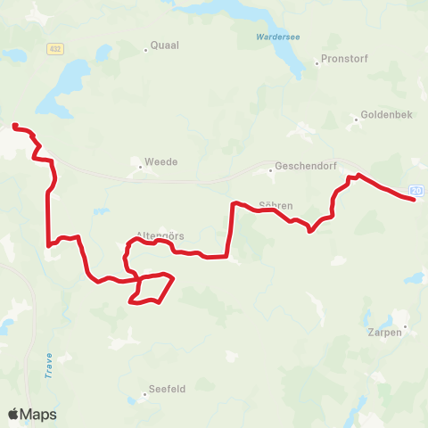 StadtBus/RegionalBus (Umland) Langniendorf > Westerrade - Geschendorf > Bad Segeberg map