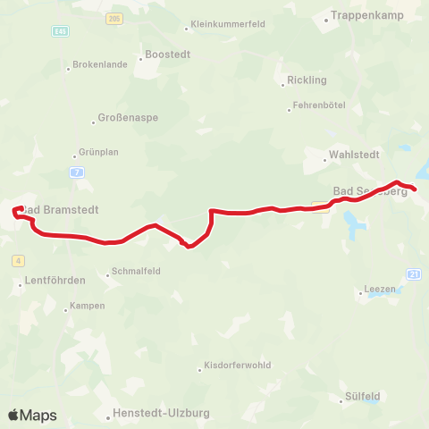 StadtBus/RegionalBus (Umland) Bad Segeberg > Hartenholm > Bad Bramstedt map