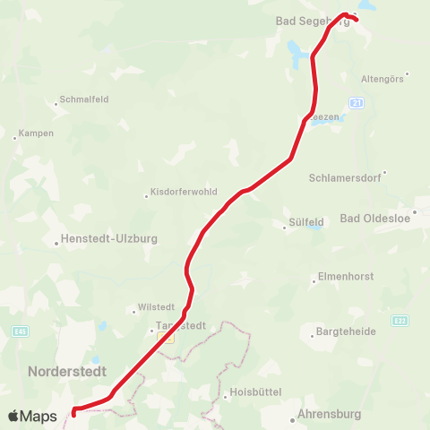 StadtBus/RegionalBus (Umland) Bad Segeberg > Ochsenzoll map